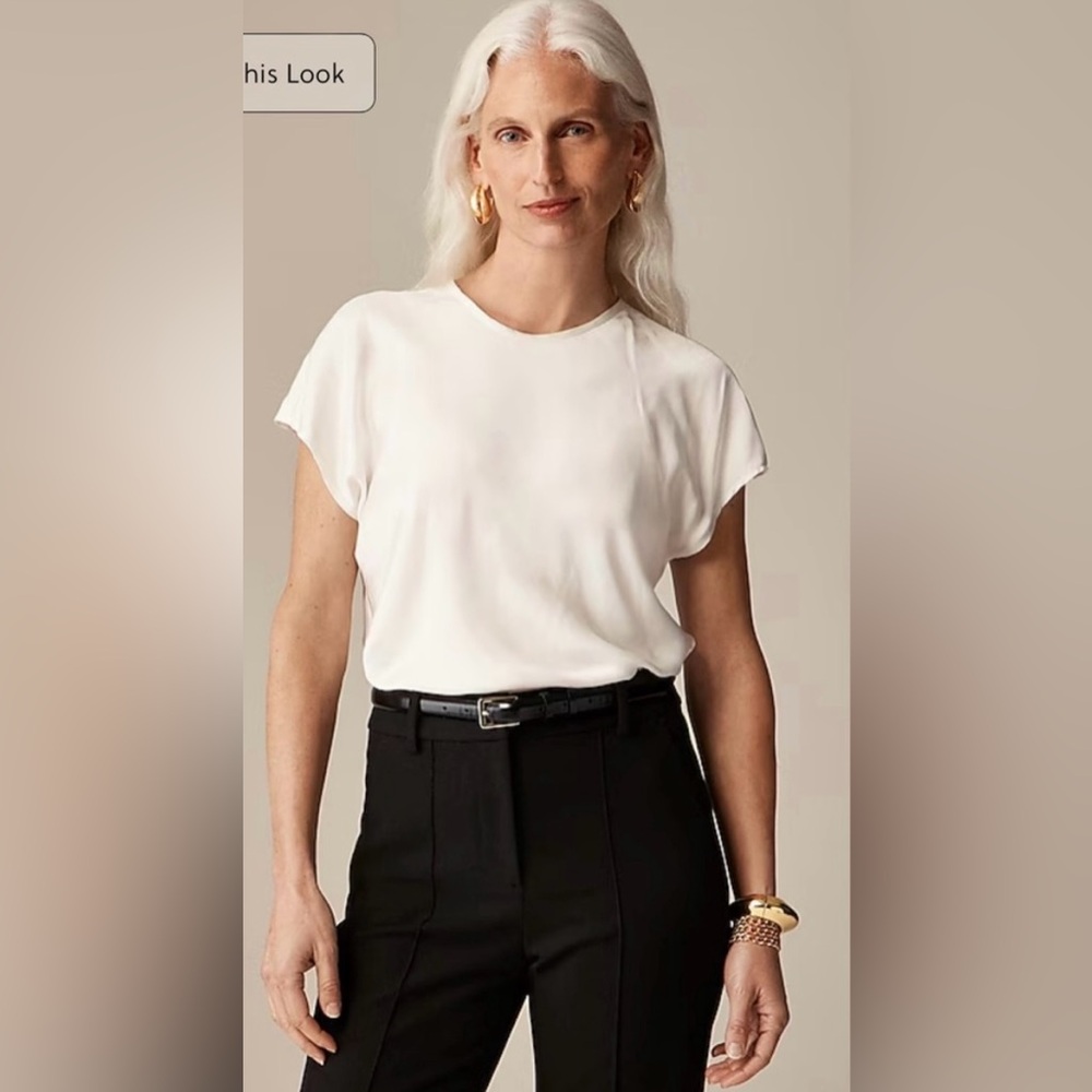 J. Crew Drapey Tee Shirt Top in Ivory
